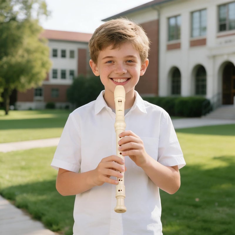 SDREAM Soprano Recorder Instrument For Kids - German Fingering 8 Hole Beginner Music Recorder Flute With Cleaning Rod, Leather Packaging & Fingering Chart - Image 2
